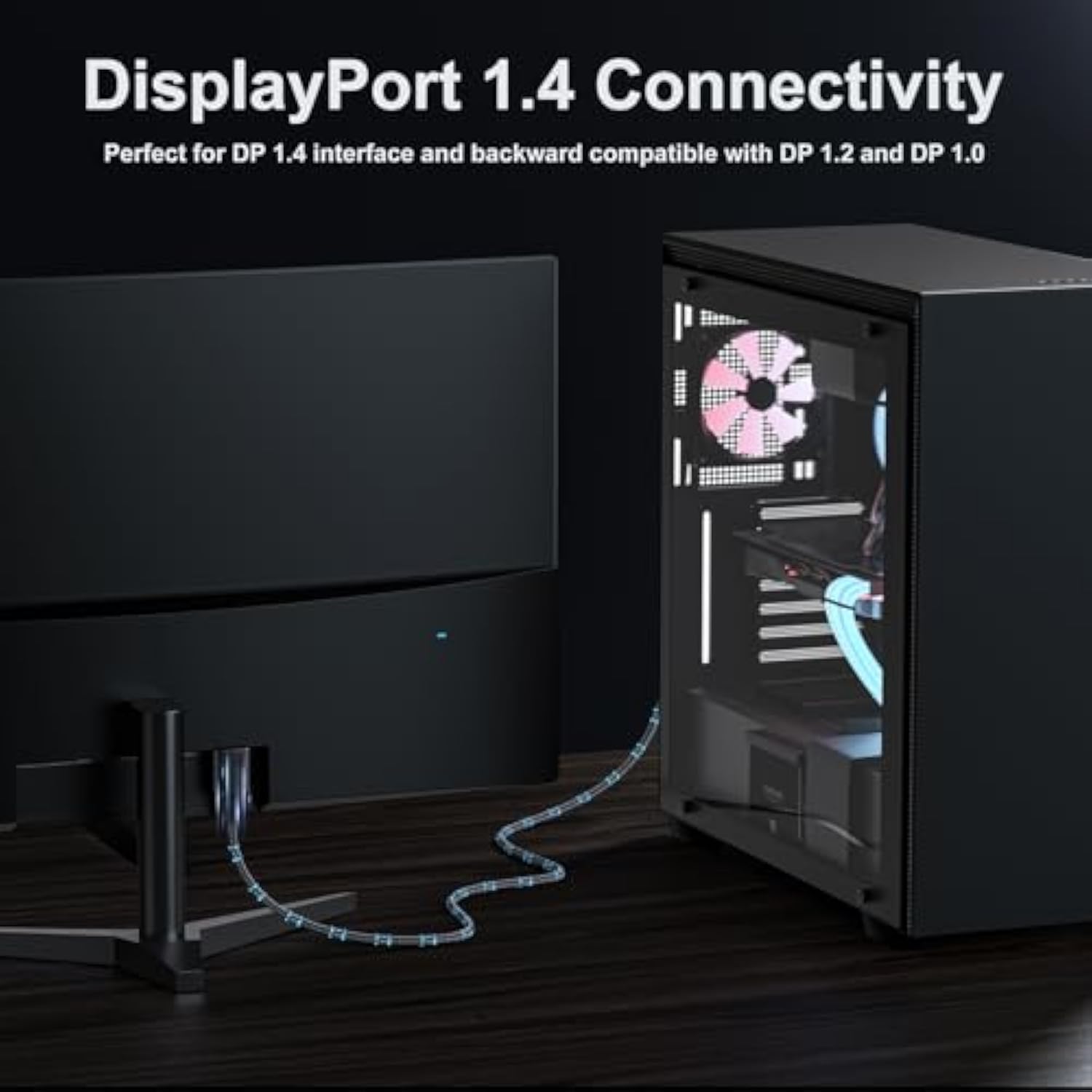 Displayport Cable 10Ft 8K, Display Port To Display Port 1.4 Cables Long Dp To