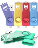 32Gb Usb 2.0 C And A Dual Flash Drive, Fat32 Memory Stick, For Iphone 15,16,17, Android Phone, Ipad, Macbook, And Other Laptops, Vibrant Colors (Pack Of 5)