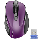 Wireless Mouse, 2.4G Ergonomic Optical Mouse, Computer Mouse For Laptop, Pc, Computer, Chromebook, Notebook, 6 Buttons, 24 Months Battery Life, 2600 Dpi, 5 Adjustment Levels - Purple