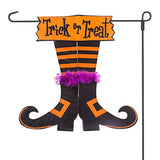 Happy Halloween Garden Flag Trick or Treat Witch Feet Double Sided Yard Outdoor Decor