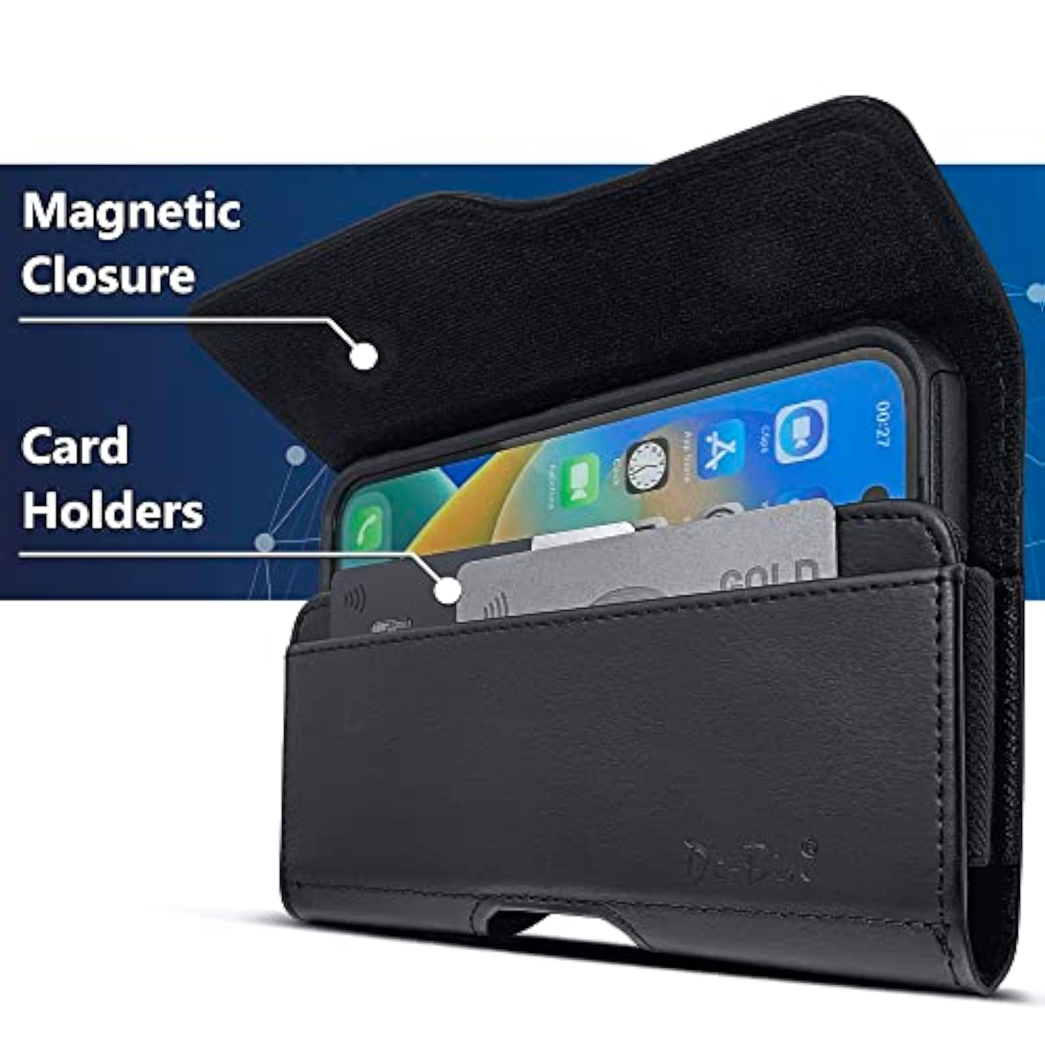 Holster For Samsung Galaxy Ultra Models 25 24 23 22 21 A54 A53 A25 A15 A42 Note 20, Cell Phone Belt Holder For Men, Id Card Slot Carrying Pouch Holder (Fits Phone With Case On)