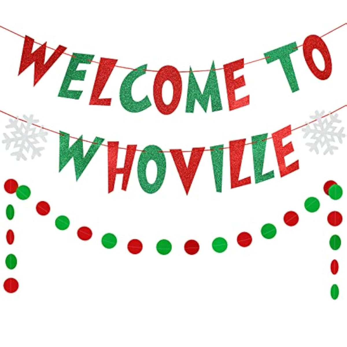 Red And Green Welcome To Whoville Banner, Whoville Christmas Banner Decorations Welcome To Whoville Sign For Xmas Vacation Holiday Party Home Decor