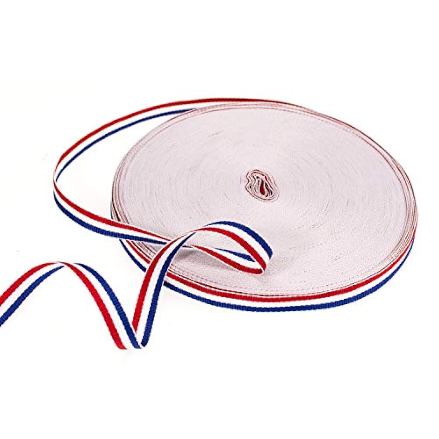 50 Yards 3/8 Inch Red/White/Blue Stripe Grosgrain Ribbon Double Face P