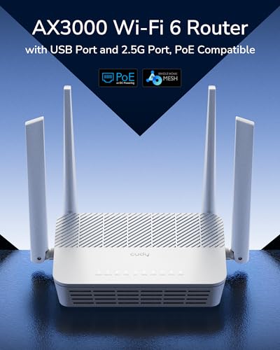 Ax3000 Wifi 6 2.5G Poe-Powered Router With Usb 2.0 Port, Dual Band Vpn Router, Mu-Mimo, Wireguard, Mesh Compatible, App Control, Wr3000P