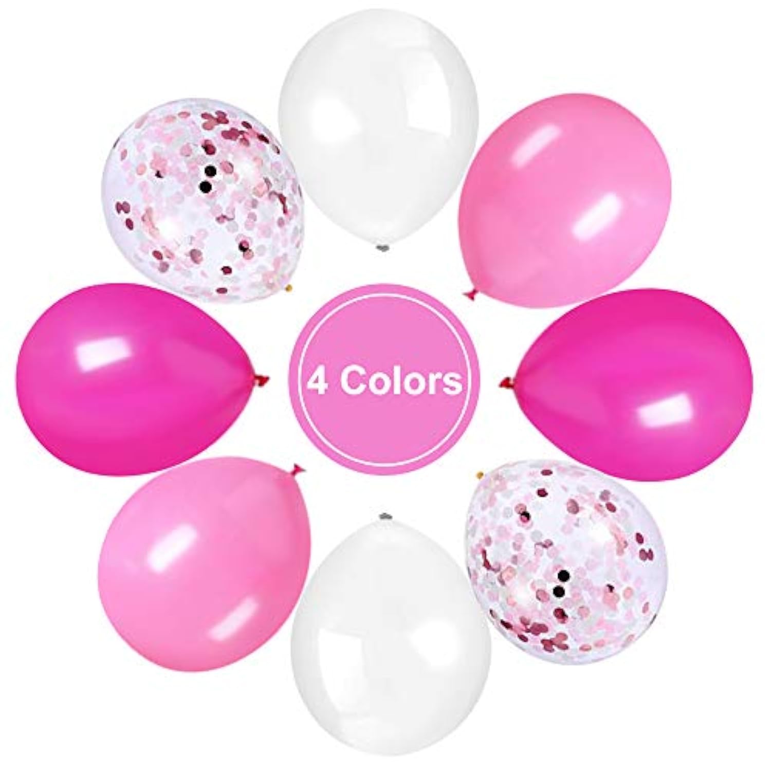 Pink Confetti White Balloons, 50Pcs 12 Inch Latex Balloons For Birthda
