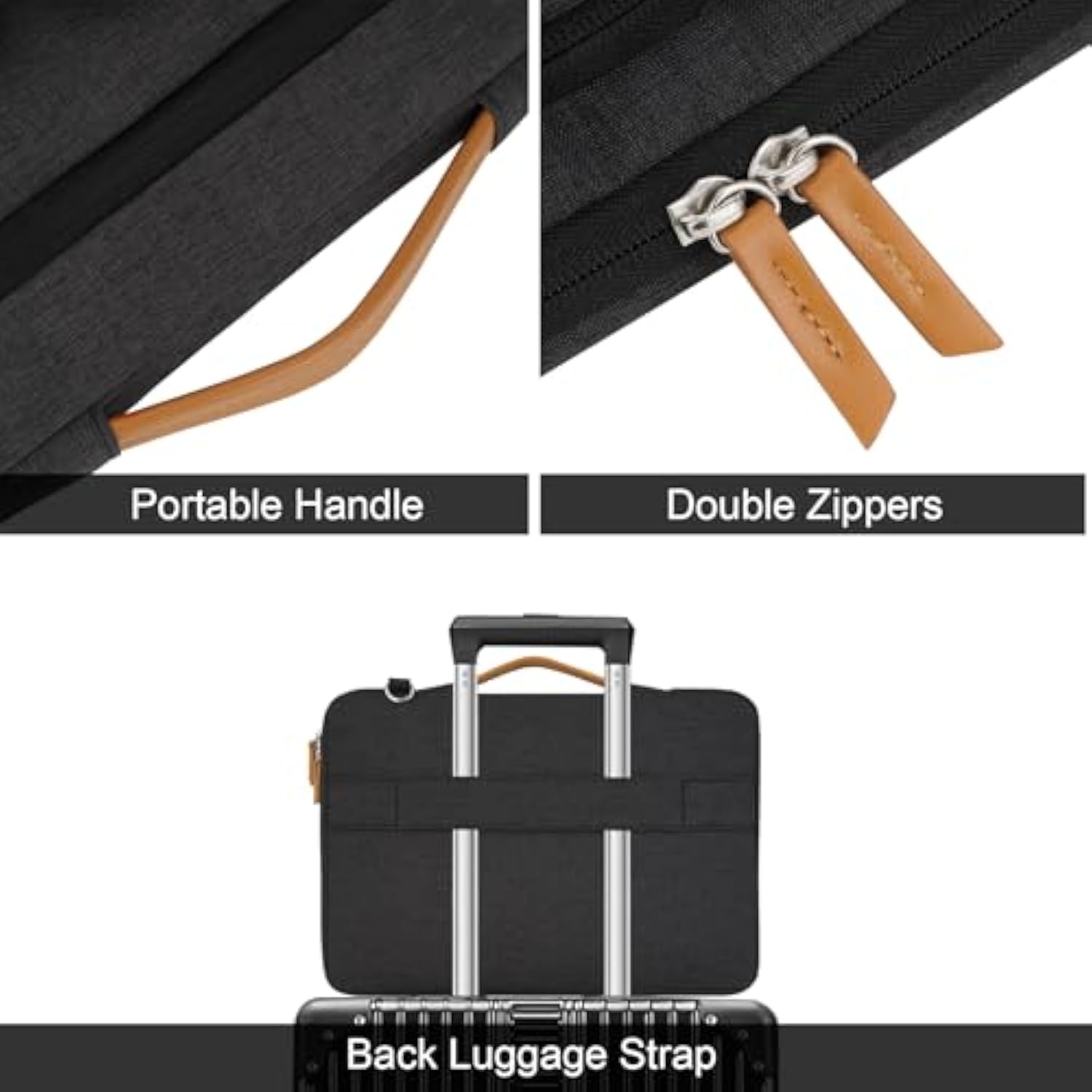 MOSISO 360 Protective Laptop Shoulder Bag, 15-15.6 inch Computer Bags Compatible with MacBook Pro 16, HP, Dell, Lenovo, Asus Notebook, Side Open Messenger Bag with 4 Accessory Pockets & Belt, Black