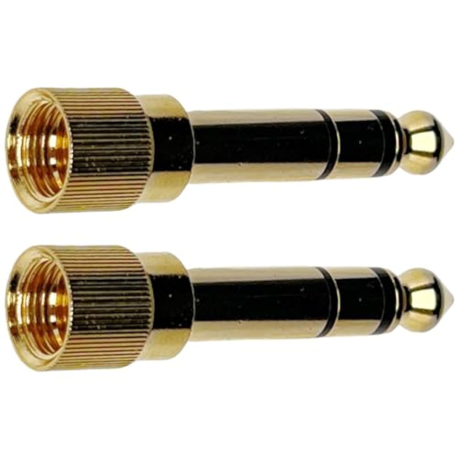 2-Pack 1/4" Stereo Phone Screw-On Adapter - Male 1/8" To Male 1/4" - 3.5Mm Stereo To 6.35Mm Stereo