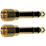 2-Pack 1/4" Stereo Phone Screw-On Adapter - Male 1/8" To Male 1/4" - 3.5Mm Stereo To 6.35Mm Stereo