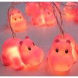 4.9 Ft / 1.5 M 10 Lights Battery Powered Cute Animal Pink Hippo Shape Led String Lights For Indoor/Outdoor Halloween Chr