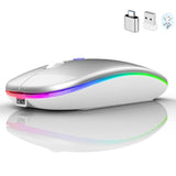 Bluetooth Wireless Mouse For Laptop Mac Macbook Macbook Air Macbook Pro Pc Desktop Computer Windows Chromebook Notebook (Silver White)