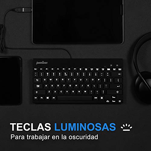 Periboard-326Es Mini Teclado Usb Retroiluminado Con Teclas De Corto Recorrido - Qwerty Español