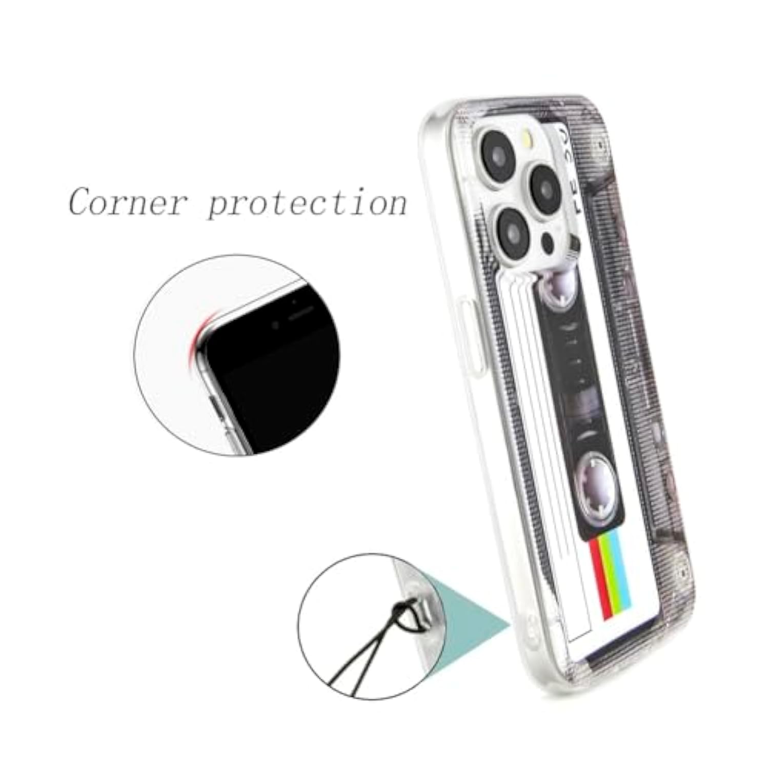 Case For Iphone 15 Pro Matte Finish Heavy Duty Soft Back Cover With Reinforced Corners Tpu Soft Bumper Retro Cassette Tape Case Compatible With Iphone 15 Pro