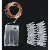 50 LED Fairy String Lights with 20 Photo Clips 16ft Battery Operated Warm White
