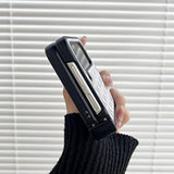 Samsung Galaxy Z Flip 5 Luxury PU Leather Case with Hinge Protection - Classic Folding Slim Full Protective Phone Cover Case Compatible with Galaxy Z Flip 5 Coffee
