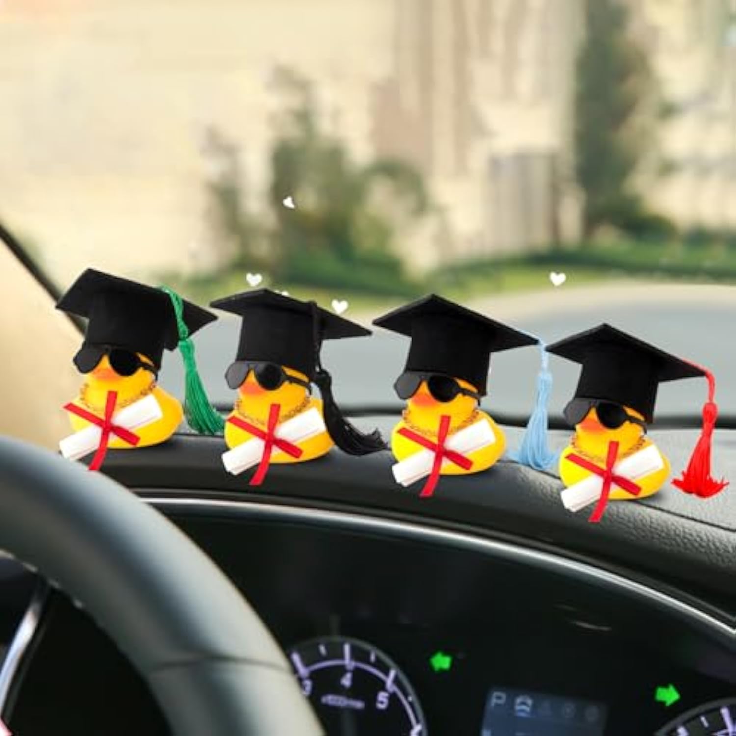 Graduation Certificate Rubber Ducks, Car Ornament Dashboard Decorations Duck Graduation Photo Props Gift For Associate, Bachelor, Graduates, Master, Doctor, Ph.D, Black