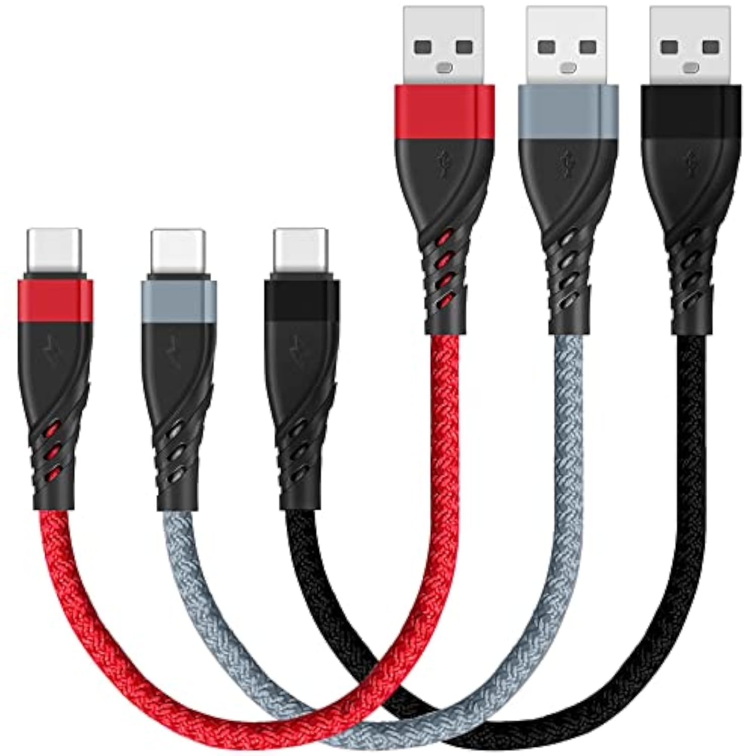 Short Micro Usb Cable 4 Pack 8 Inch, Usb 2.0 A-Male To Micro B Nylon Braided H