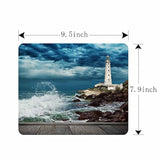 Mouse Pad Coastal,Ocean Wave Shore Lighthouse Wood Pier Rectangle Mousepad Non-Slip Rubber Base Computer Mouse Pad For Laptop, Office, Home - 9.5 X 7.9 Inch