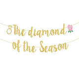 Tea Party Bridal Shower Decorations, The Diamond Of The Season Banner Gold Glittering For High Tea Supplies, Garden Bridal Shower Metallic Paper Party Decorationsfor Girls Women