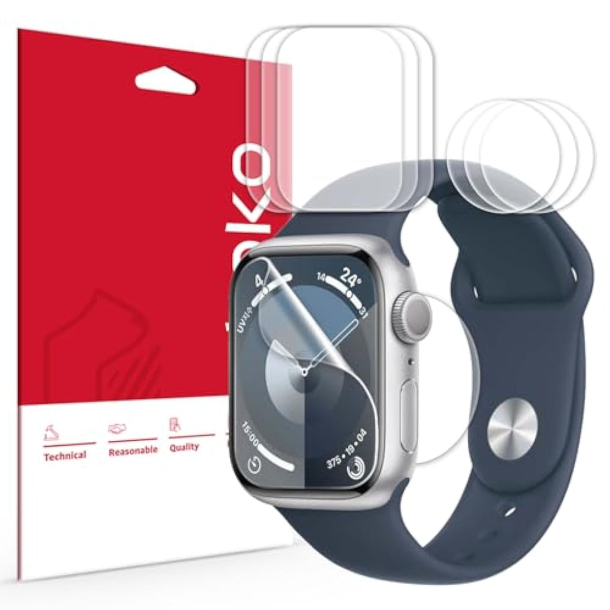 [3+3 Pcs Full Coverage Back & Screen Protector For Apple Watch 10 42Mm (2024), Easy Install, Flexible Film, Anti-Scratch, Heart Rate Sensor Protection