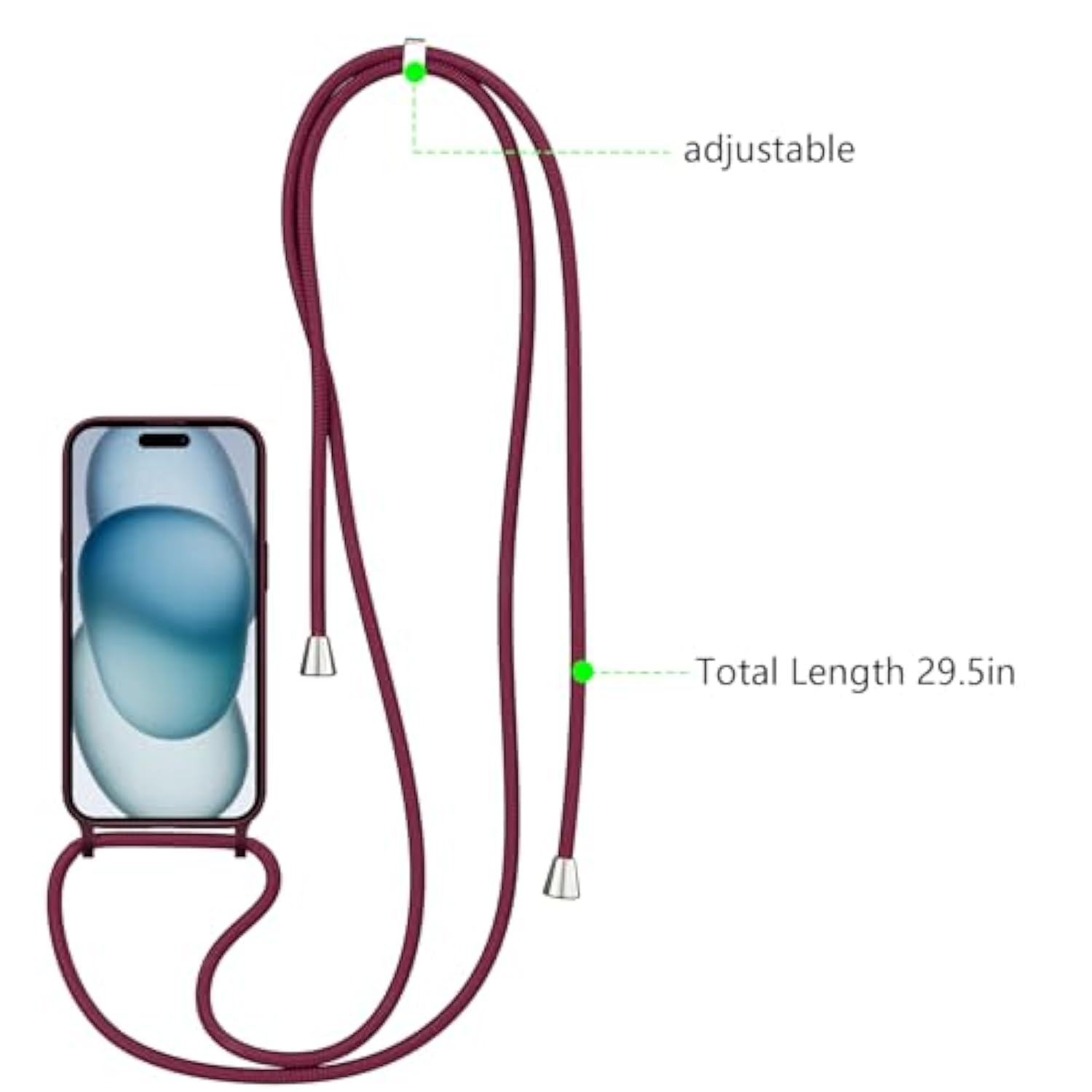 For Iphone 13/Iphone 14 Case With Strap,Crossbody Phone Case With Adjustable Neck Shoulder Lanyard,Soft Silicone Shockproof Protective Cover For Iphone 13/14 6.1 Inch-Wine Red