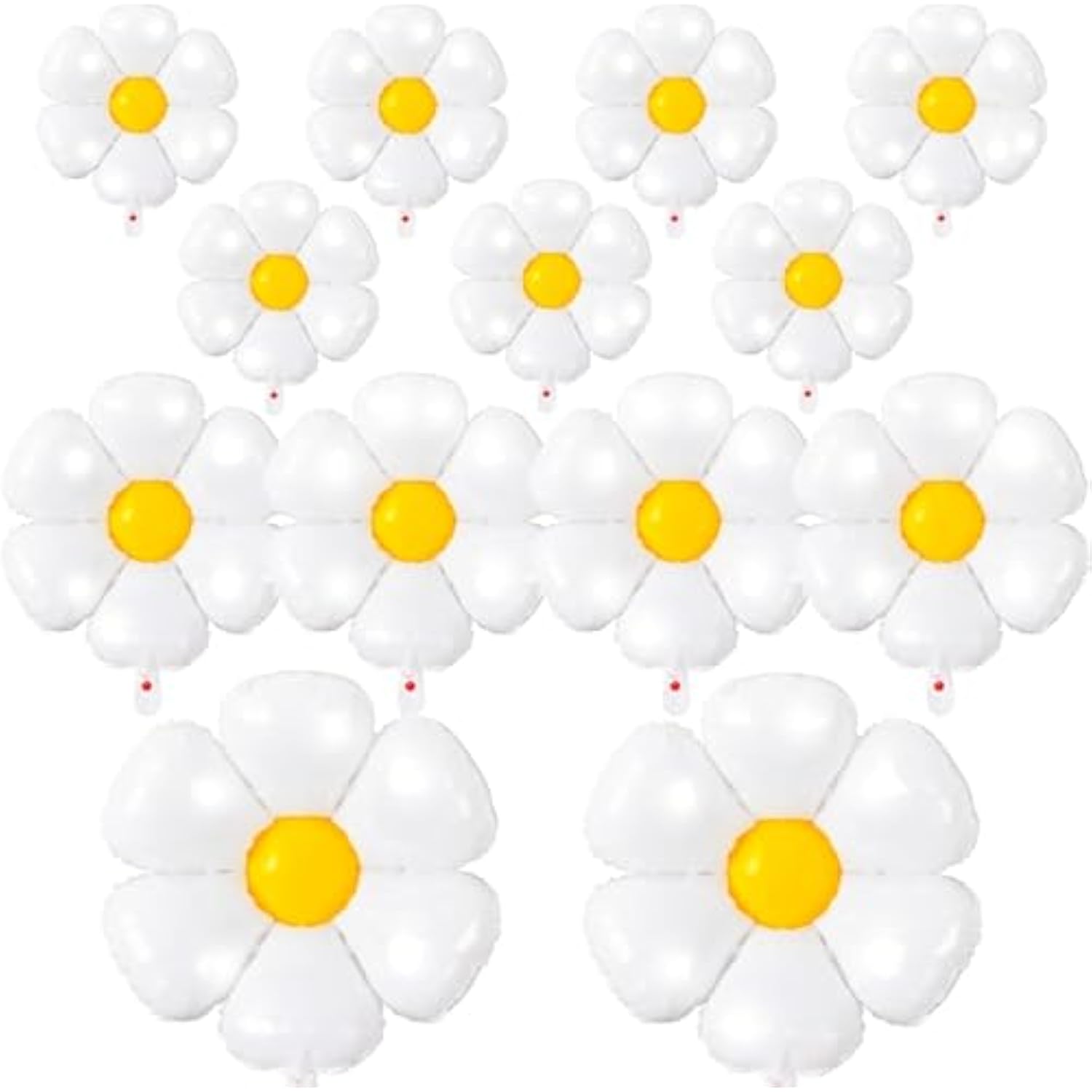 Daisy Balloons- 14Pcs Daisy Flower Foil Balloons For One Or Two Groovy Party Decorations Girls Daisy Themed Birthday Party Baby Shower Wedding Balloon Decorations White