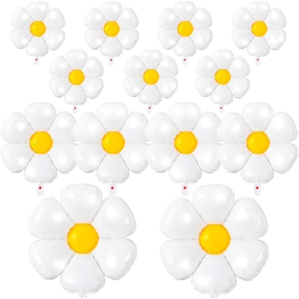 Daisy Balloons- 14Pcs Daisy Flower Foil Balloons For One Or Two Groovy Party Decorations Girls Daisy Themed Birthday Party Baby Shower Wedding Balloon Decorations White