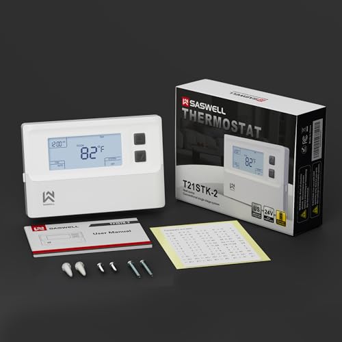 T21 Programmable 2 Heat/1 Cool Thermostat For Home, Digital Household Thermostat Compatible With Heat Pump With Auxiliary Heating And Conventional 2H/1C Multi-Stage System(C-Wire Recommended)