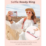 For Iphone 11 Case With Stand, Phone Case With Double Ring Kickstand, Women Girls Bling Luxury Glitter Clear Phone Case Cover Heart For Iphone 11, Rose Gold