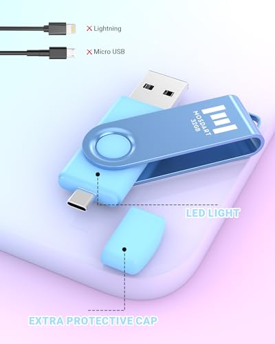 32Gb Usb 2.0 C And A Dual Flash Drive, Fat32 Memory Stick, For Iphone 15,16,17, Android Phone, Ipad, Macbook, And Other Laptops, Vibrant Colors (Pack Of 5)