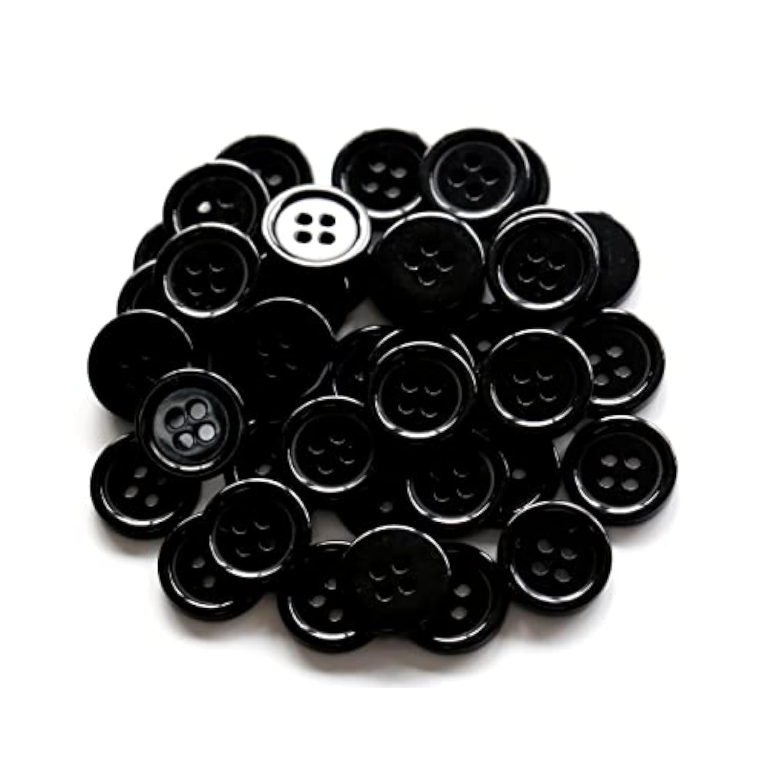 5/8 Inch 4 Holes Black Buttons 15Mm Sewing Round Button For Craft Pack