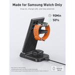 Wireless Charger For Samsung Charging Station, 3 In 1 Android Phone Wireless Charger For Samsung Galaxy S25 Ultra/S24 Ultra/S23/Z Flip 6/Fold 6/Buds, Charger For Galaxy Watch Ultra/7/6/5/4/3 (Black)