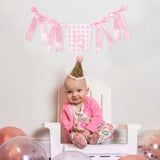 Pink Ribbon Bow 1/2 Birthday Banner - Sweet 6 Months Birthday Party Decorations,Pink White Gingham Bow Bohemian Garland,Half Way To One Cake Smash,Scalloped Banner Photo Props