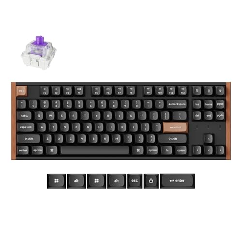 K8 He Tkl Hall Effect Wireless Mechanical Keyboard, Magnetic Hot-Swappable Switches, Rapid Trigger, Qmk/Via, Rgb, 2.4Ghz/Bluetooth 5.2/Wired, Aluminum & Wood Frame, Mac Windows Linux Black