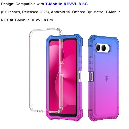 Case for TMobile REVVL 8, with Screen Protector, REVVL 8 Phone Case,Dual Layer Protection, Shockproof Corners TPU Bumper, Hard Silicone Full Body