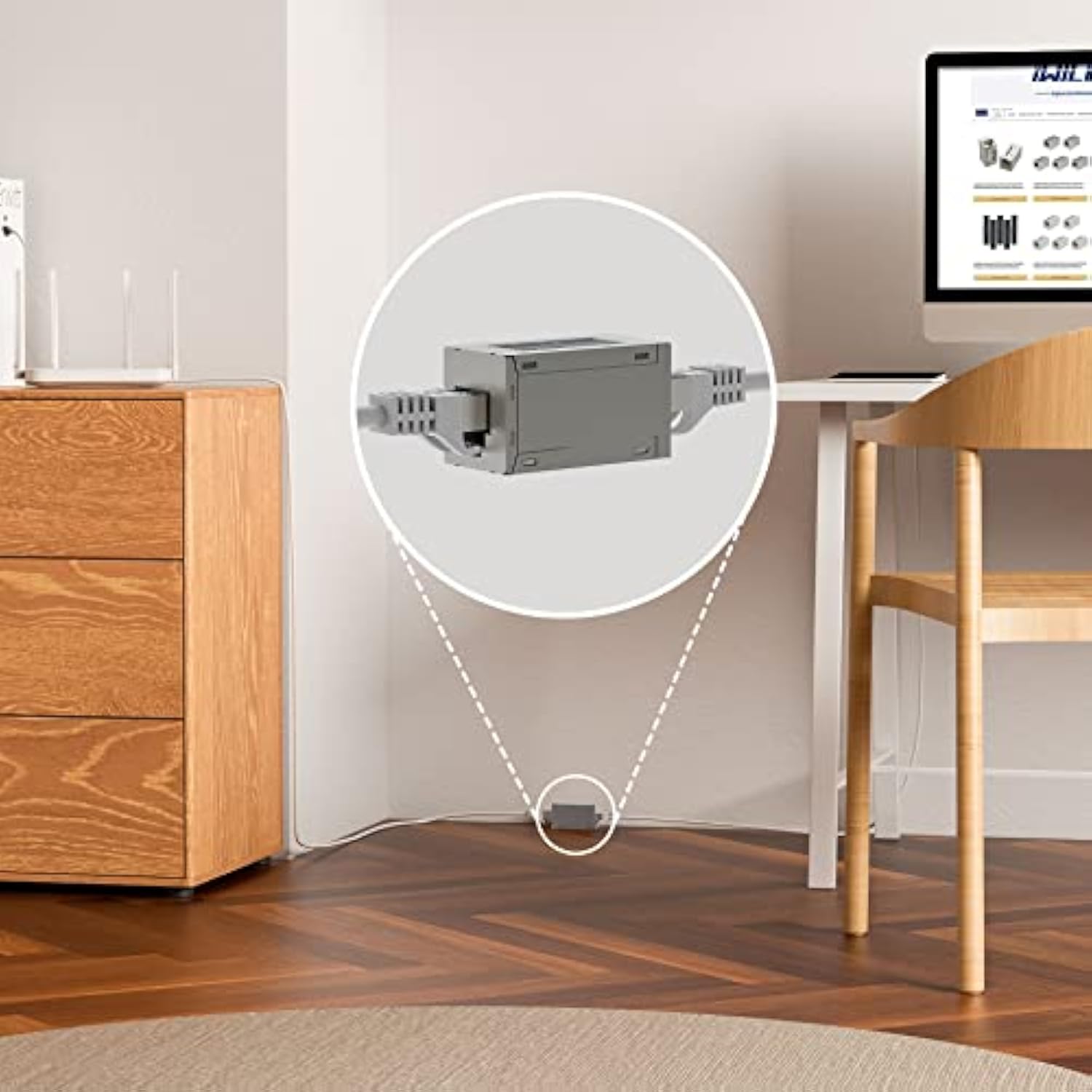 5-Pack Shielded Rj45 Coupler, Inline Ethernet Coupler In Silver, Female To Fem