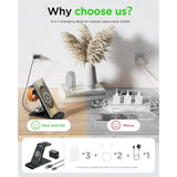 Wireless Charging Station For Samsung Wireless Charger Galaxy Watch 8/7/6/5/4/3 Active 2/1 Stand Galaxy S25 Ultra/S25/S24/S23/S22/S21/Note20/10 Z Fold Flip 7 Galaxy Buds3/2 Pro/Live Multiple Devices