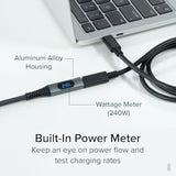 Usb C Extension Cable 3.3 Ft, Digital Power Meter Tester For Monitoring Usb-C