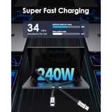 LENTION 4FT Thunderbolt 4 Cable 240W USB C to USB C Cable, 40Gbps High Speed Data Transfer, 8K@60Hz Monitor Display Cord, Dual 4K@120Hz USB4, for iPhone 16, MacBook Air, Docking and More