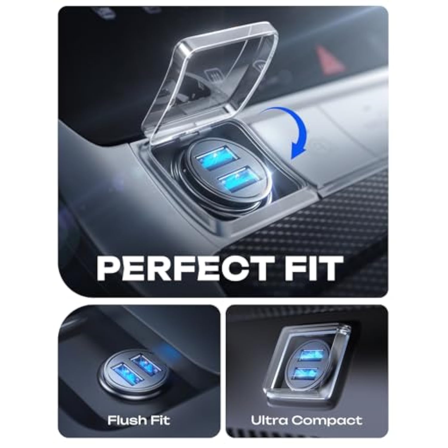 4.8A All-Metal Car Charger, Fast Charge Adapter for iPhone, iPad, Samsung