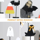 Halloween Decorations, 6Pcs Wooden Sign Tabletop Centerpieces Decorations Include Ghost/Bat/Black Cat/Witch Hat, For Home Farmhouse Indoor Party Decor.