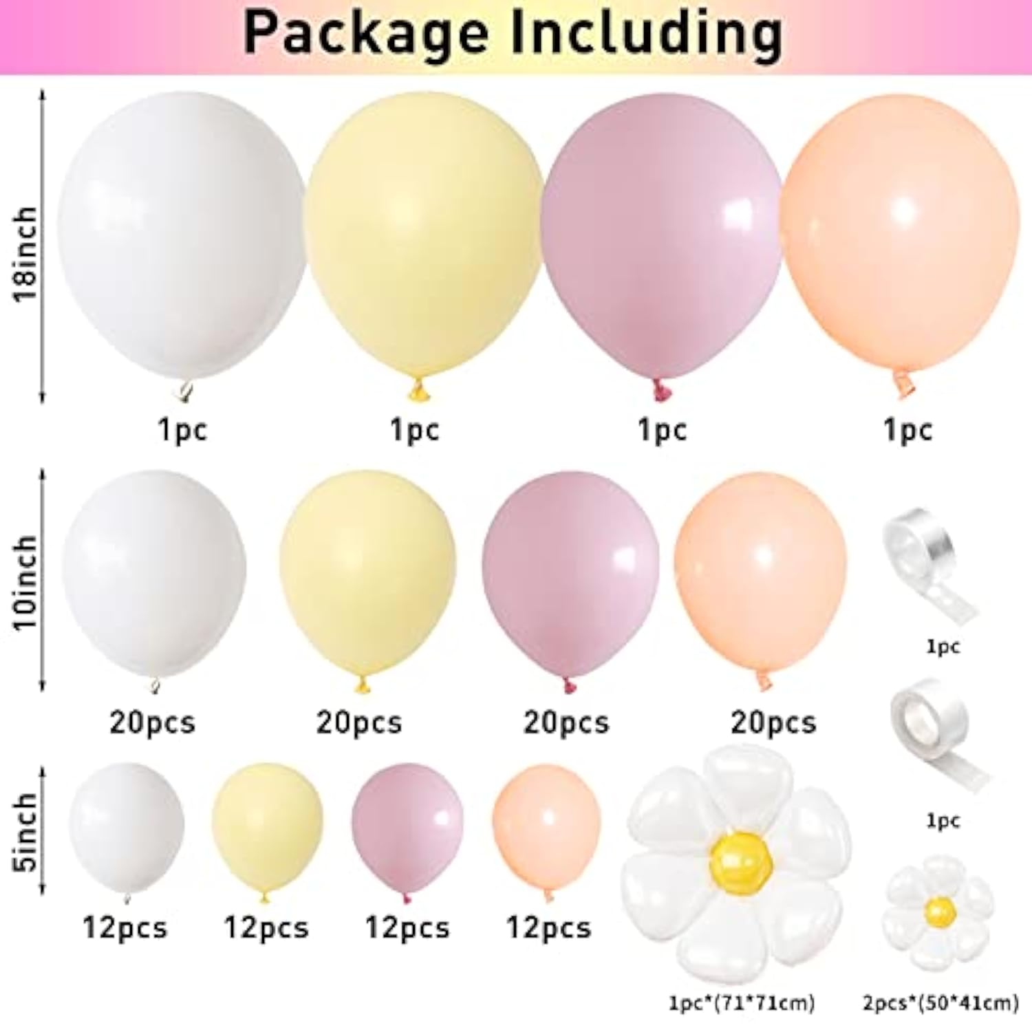 137 Pc Daisy Flower Balloon Garland Kit Groovy Boho Pastel Party Decorations