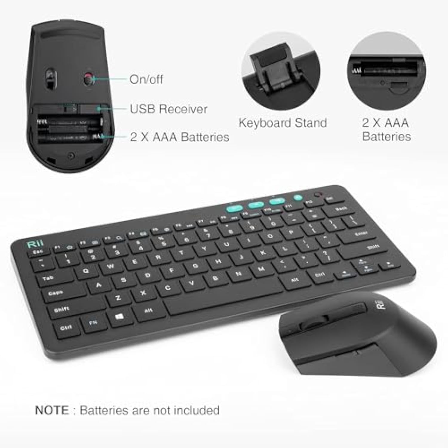 Rkm709 2.4 Gigahertz Ultra-Slim Wireless Keyboard And Mouse Combo, Multimedia Office Keyboard For Pc, Laptop And Desktop,Business Office(Black)-New