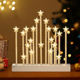 Christmas Swedish Candelabra, Star Flameless Candles With 20 Led Taper Electric Candles, Usb Powered Christmas Window Candle Light For Xmas Decoration Wedding Gift,White