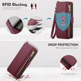 Compatible With Samsung Galaxy Z Fold7 Case Wallet With Card Holder,Z Fold 7 5G Phone Case With Strap Shockproof Pu Leather Rfid Blocking Flip Cover Credit Card Slots Women Men,Wine Red