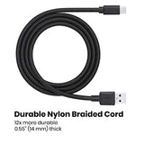 PERIPRO-407 USB Type-C Male to USB-A Male 3 Ft. Braided Cable - USB3.0 Spec for Smartphones, Tablets, Laptop, and Desktops - Black