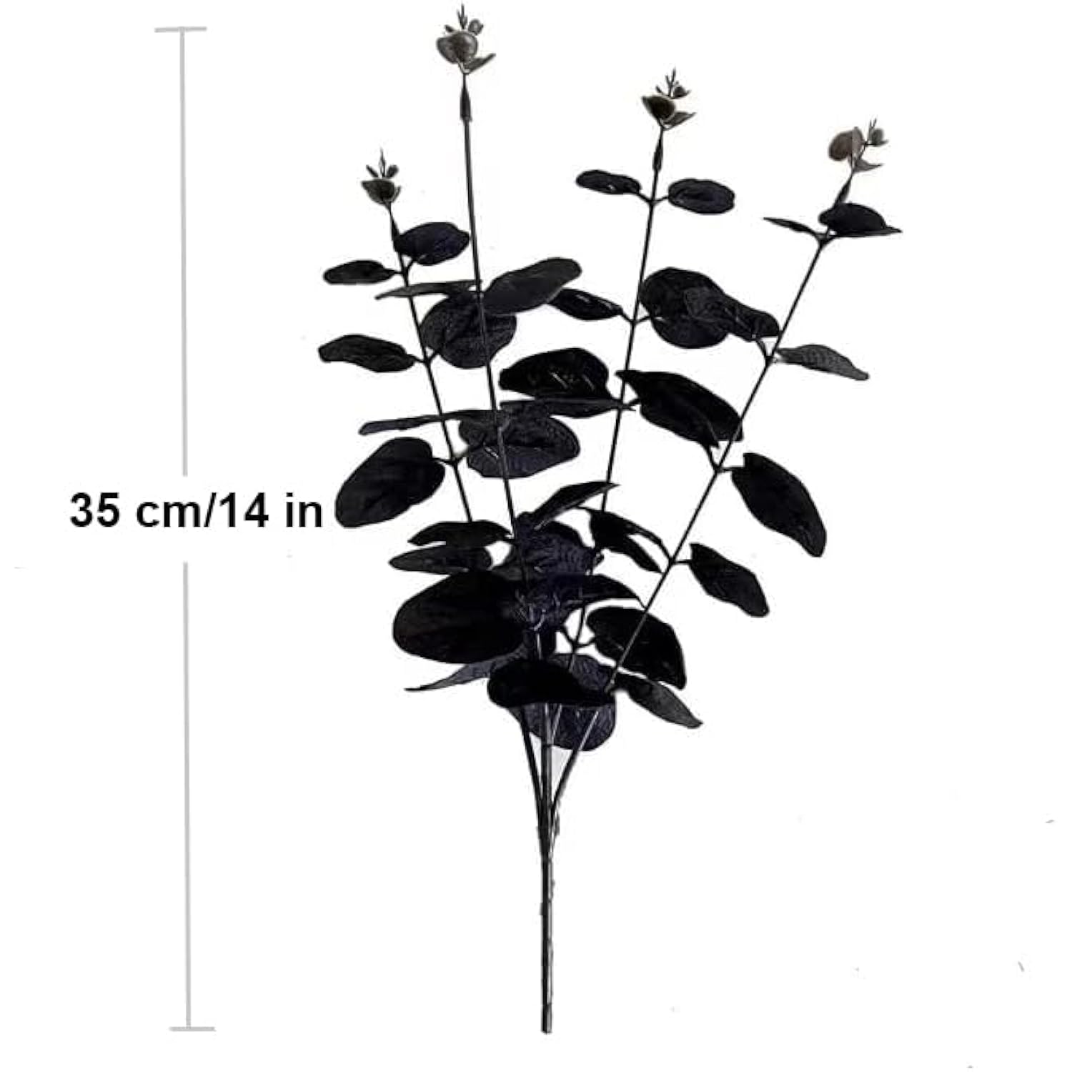 Black Eucalyptus Stems Leaves Branches Fake Flower Arrangement Farmhouse Home Bathroom Decor 6Pcs (Black)
