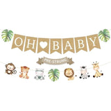 Pre-Strung 6Ft Burlap "Oh Baby" Banner Safari Jungle Theme for Baby Shower