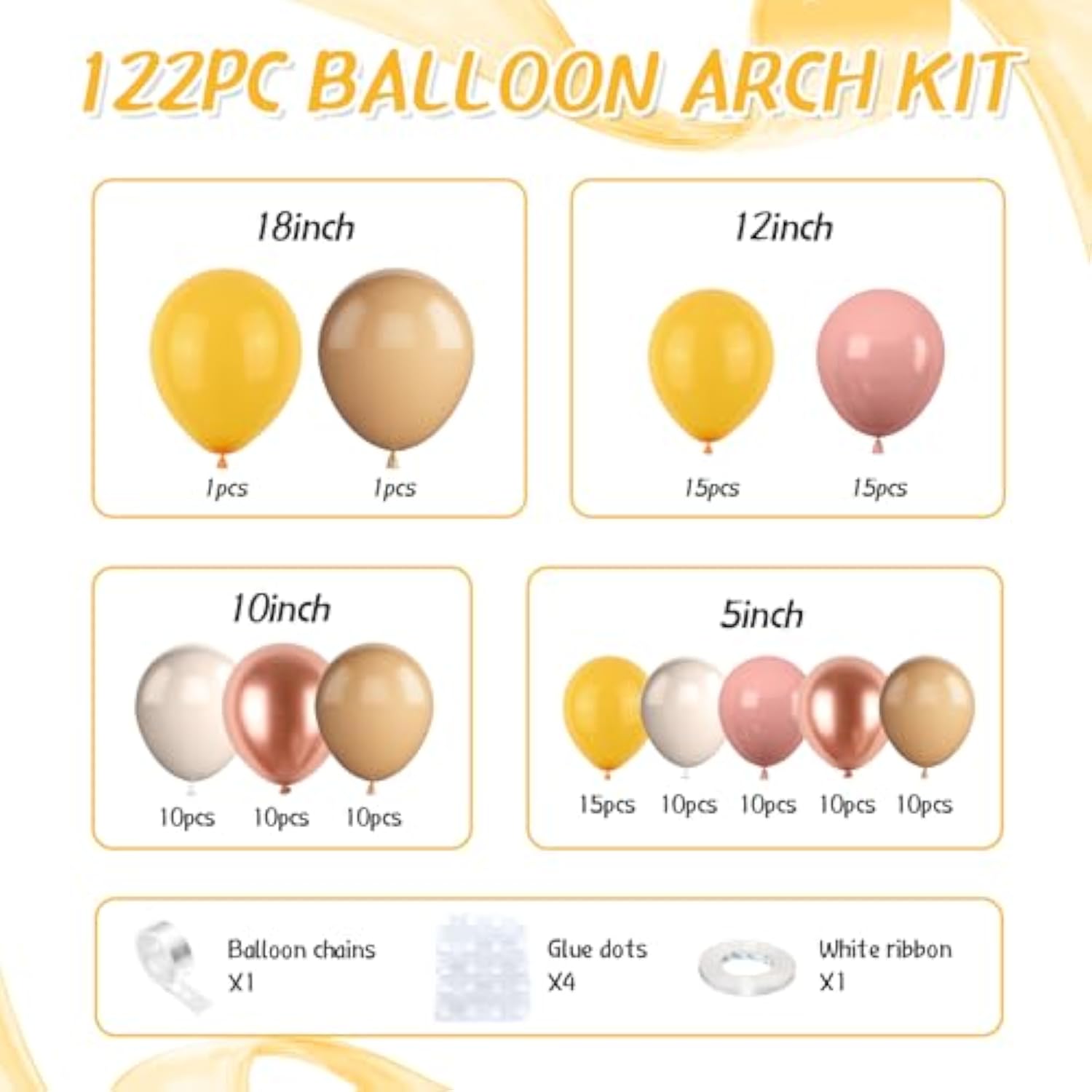 Boho Balloon Arch Kit 122Pcs Dusty Pink Yellow Rose Gold for Baby Shower Wedding