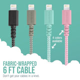 Lightning Fast Charging Cable - Crown Joule [Durable Nylon Fabric Cord] Mfi Certified For Ipad, Airpods, Iphone - Teal Me More - 6Ft