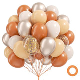 Fall Balloons 60Pcs 12Inch Orange Nude Sand White Gold Confetti Balloons for Thanksgiving Decor
